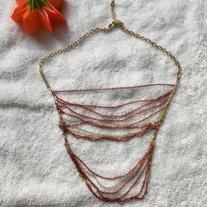 Red and Gold Chain Linked Layered Necklace
